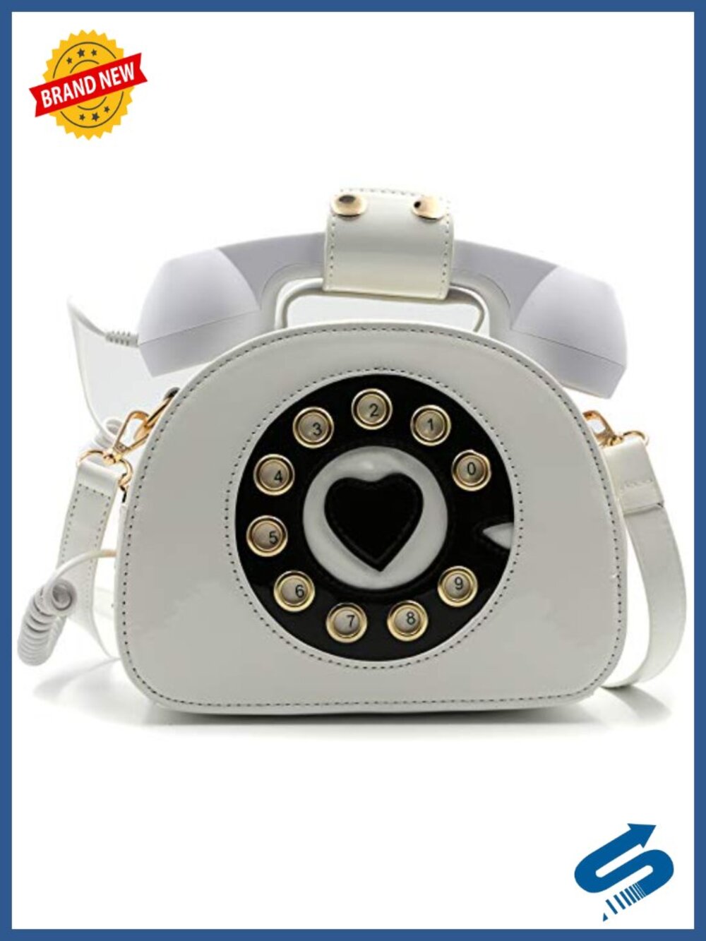 Retro Dial Telephone Crossbody Bag PU Movable Microphone Purse